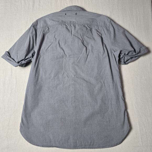 John Varvatos Converse Gray Checked S/S Cotton‎ Button Front Large - Picture 2 of 16